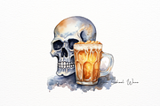 Gothic Skull and Beer Clipart, a Person Illustration by New-School-Wave (Thumbnail 4 of 5)