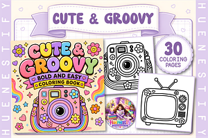 Cute & Groovy Coloring Book, a Decorative Illustration by HueNestify