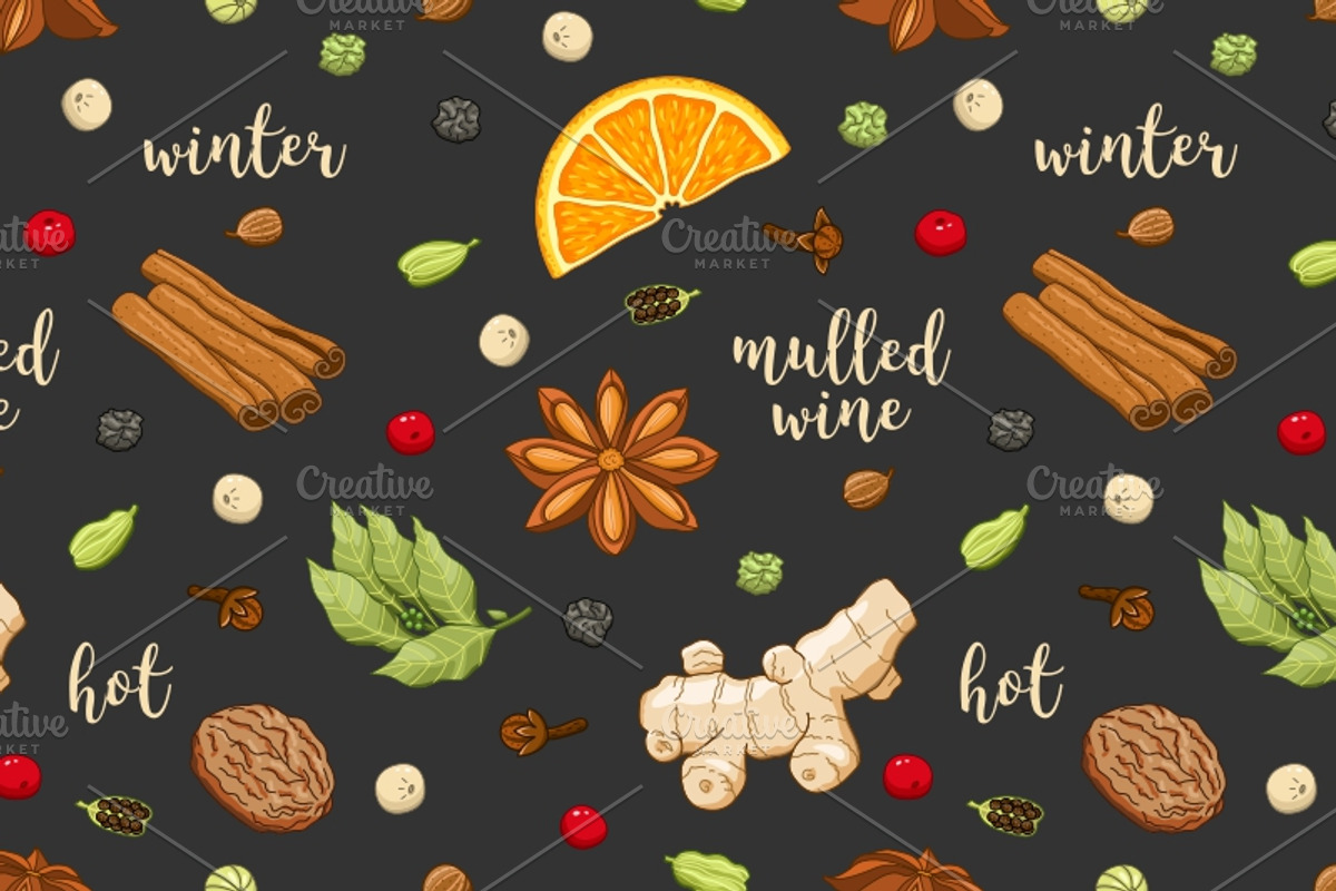 Pattern with mulled wine spices, a Pattern Graphic by Primula`s shop (Photo 3 of 3)