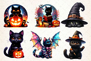 Halloween Black Cat Clipart PNG, an Illustration by Dream Creation (Thumbnail 3 of 6)