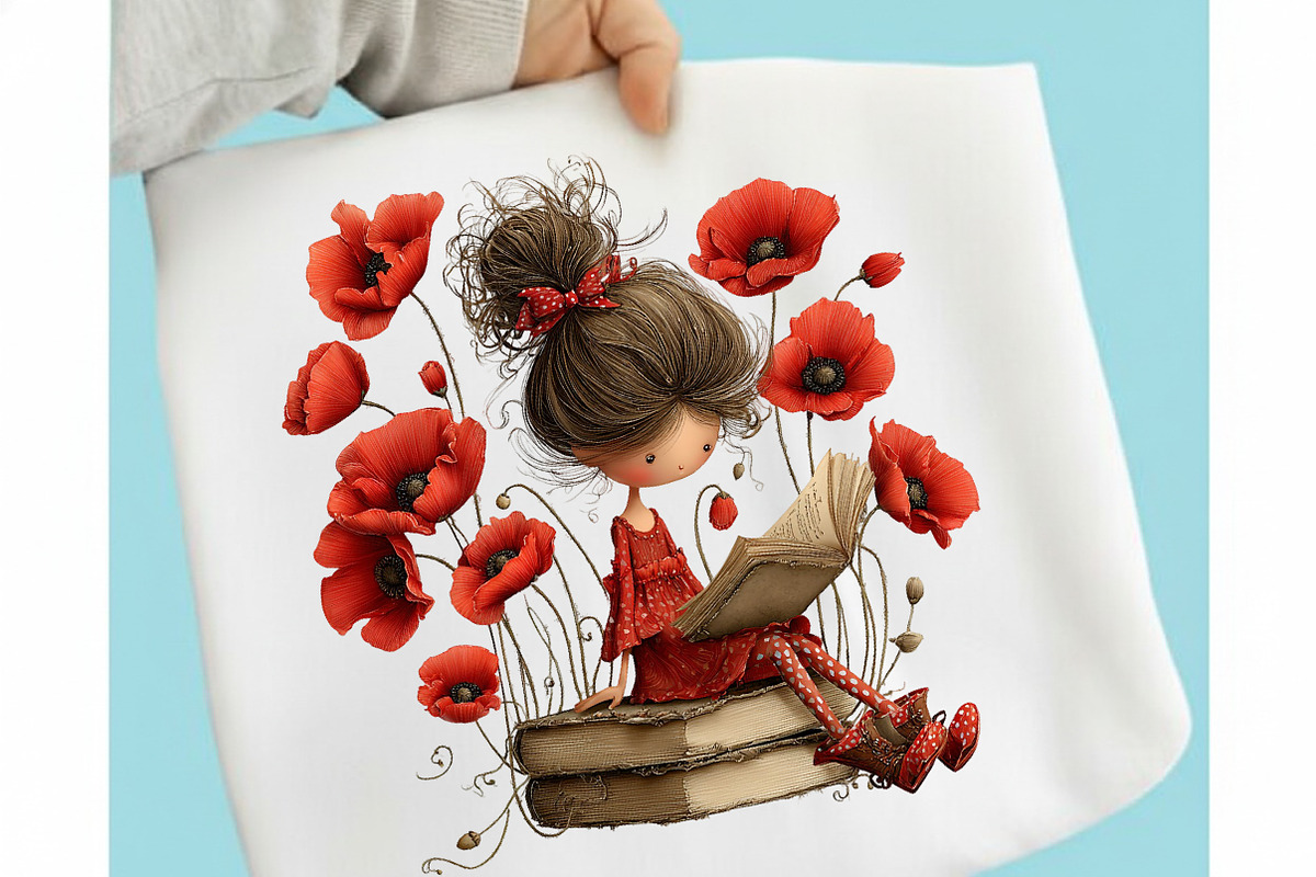 Whimsical Enjoy Poppy Girl Clipart, a Seasonal Illustration by designcity5 (Photo 3 of 5)