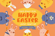 Happy Easter vector clipart, an Object Graphic by Trinibis (Thumbnail 1 of 3)