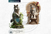 Watercolor Mystic Wolves Clipart Set, an Animal Illustration by ThatsDesignArt (Thumbnail 8 of 15)