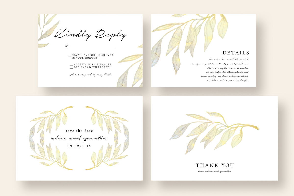 Watercolor Branch Wedding Suite, an Invitation Template by Knotted Design (Photo 3 of 5)