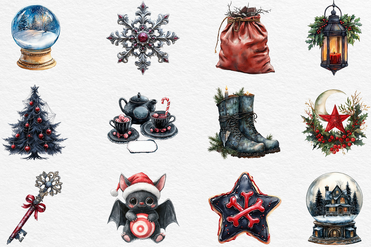 Gothic Christmas Day Clipart Bundle, an Illustration by Black Bird Studio (Photo 3 of 6)