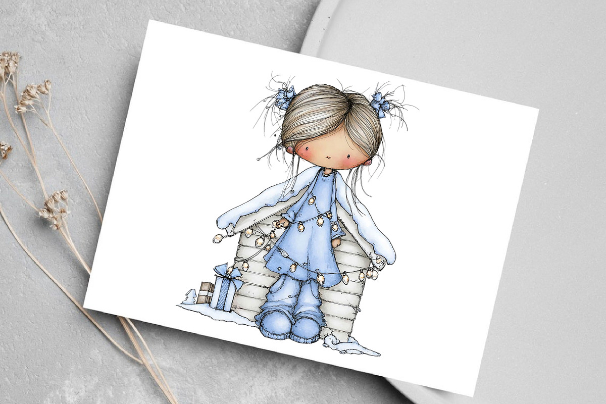 Winter Christmas Cottage Girl, an Illustration by Canvas Craft (Photo 4 of 6)