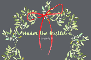 Mistletoe. Watercolor Clipart.