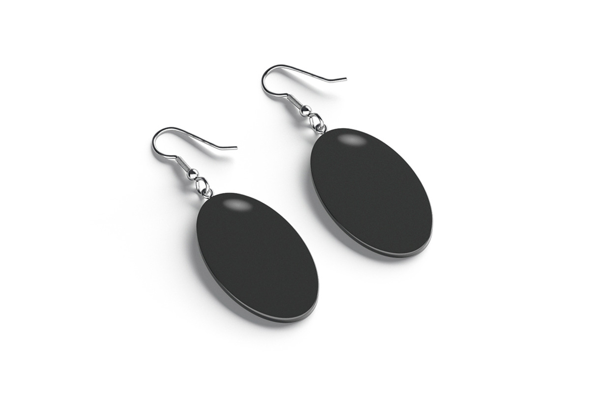 Black Oval Earring Jewelry 3D Model, an Object 3D Model by rebrandy (Photo 2 of 9)