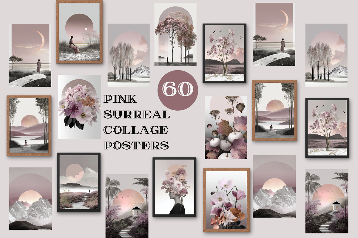 Elegant Surreal Collage Posters, a Background Graphic by Amiraliya (Photo 1 of 8)