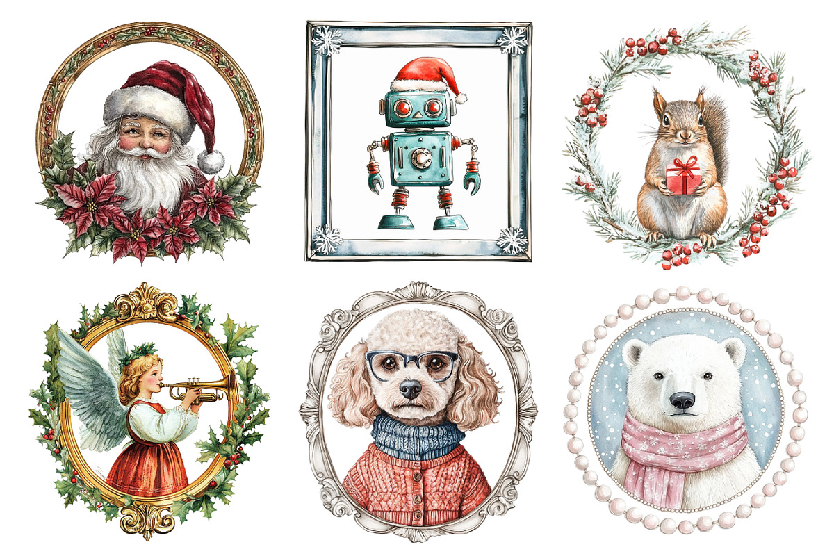 Vintage Christmas Framed Character, an Illustration by Daily.Designs (Photo 5 of 5)