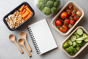 Healthy meal prep ingredients flat lay, a Food & Drink Photo by AlyaAnd