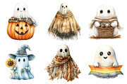 Cute Boho Fall Ghost Clipart, an Illustration by Dream Creation (Thumbnail 3 of 7)