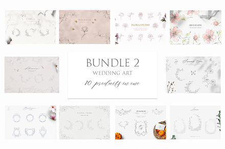 Line wedding art - BUNDLE II, a Decorative Illustration by Summer Nightingale Art