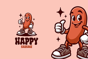 Happy Sausage Retro Vintage Mascot C, a Branding & Logo Template by Gumrega Studio