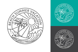 Tropical vacation line art logo, a Branding & Logo Template by Saba Vector