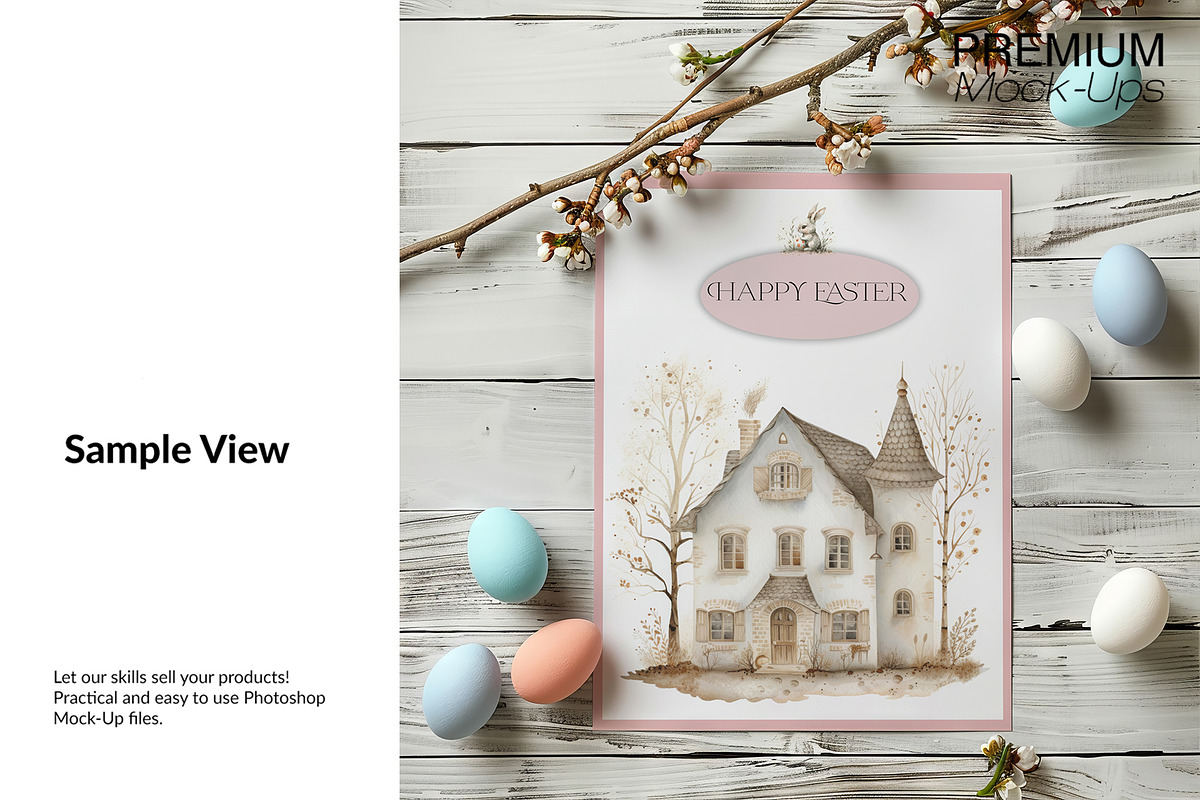 Easter Greetings Cards PNG & PSD, a Household Mockup by mock-ups (Photo 3 of 10)