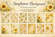 Sunflower Background Junk Journal, a Background Graphic by Printable Treasure (Thumbnail 1 of 3)