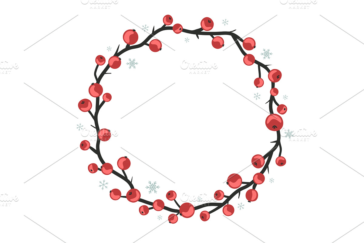 Floral Christmas wreath frame with, an Object Illustration by Toltemara
