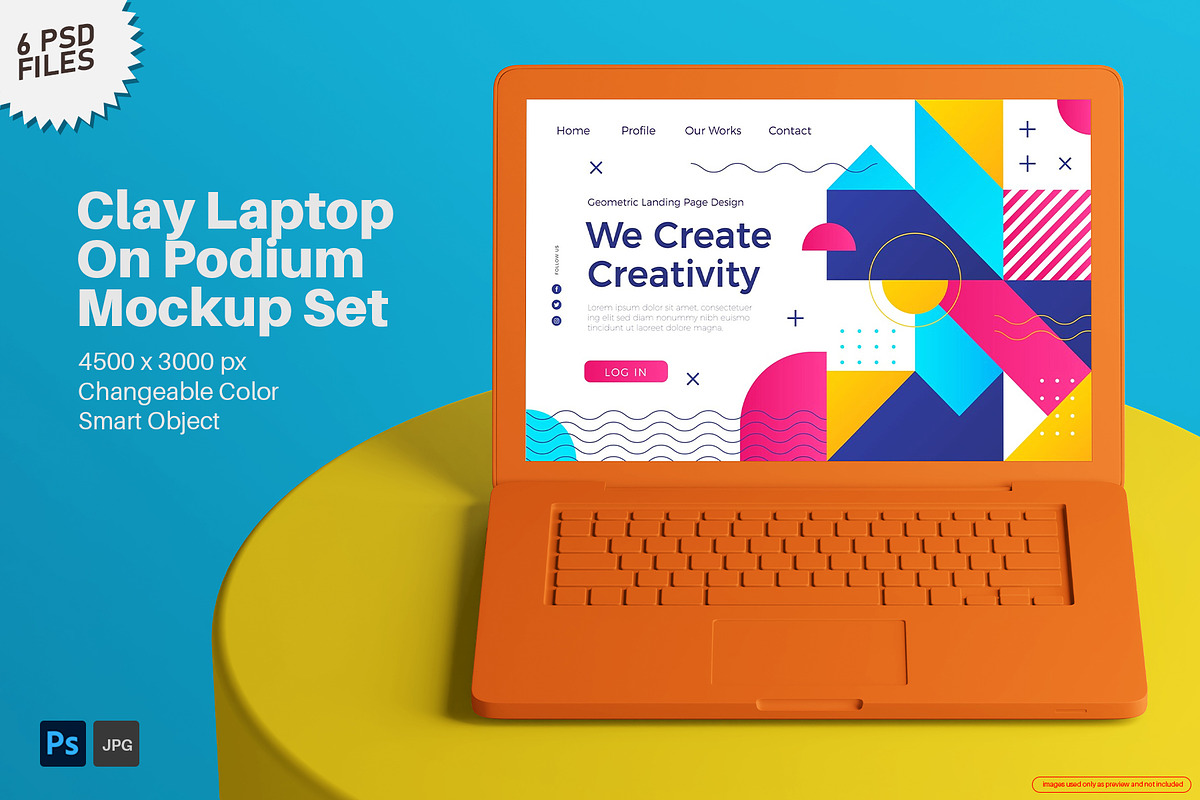 Clay Macbook On Podium Mockup Set, a Device Mockup by Remnand Studio (Photo 1 of 9)