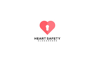 Heart Security Logo Template Vector