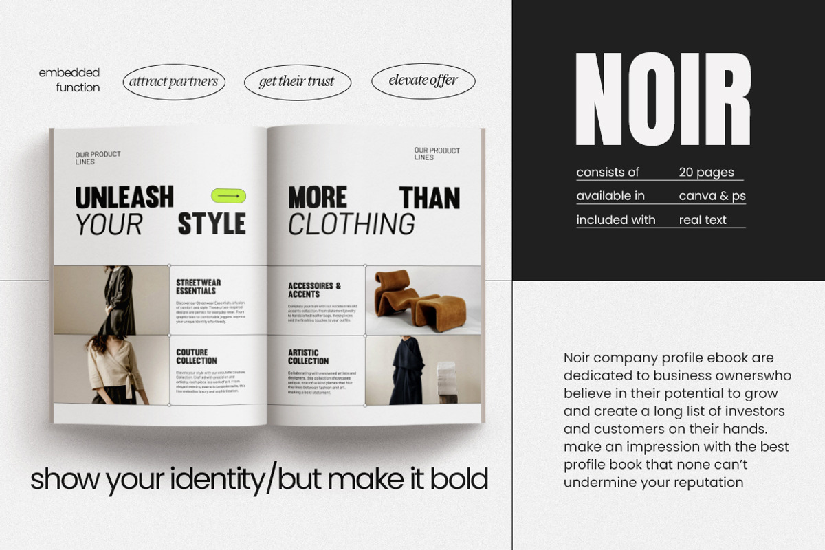 NOIR / Company Profile Ebook, a Social Media Template by Eviory (Photo 3 of 10)