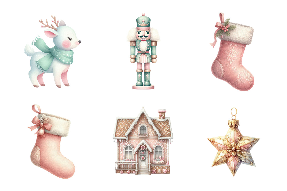 Retro Pastel Christmas Clipart, an Illustration by Design Market (Photo 5 of 5)