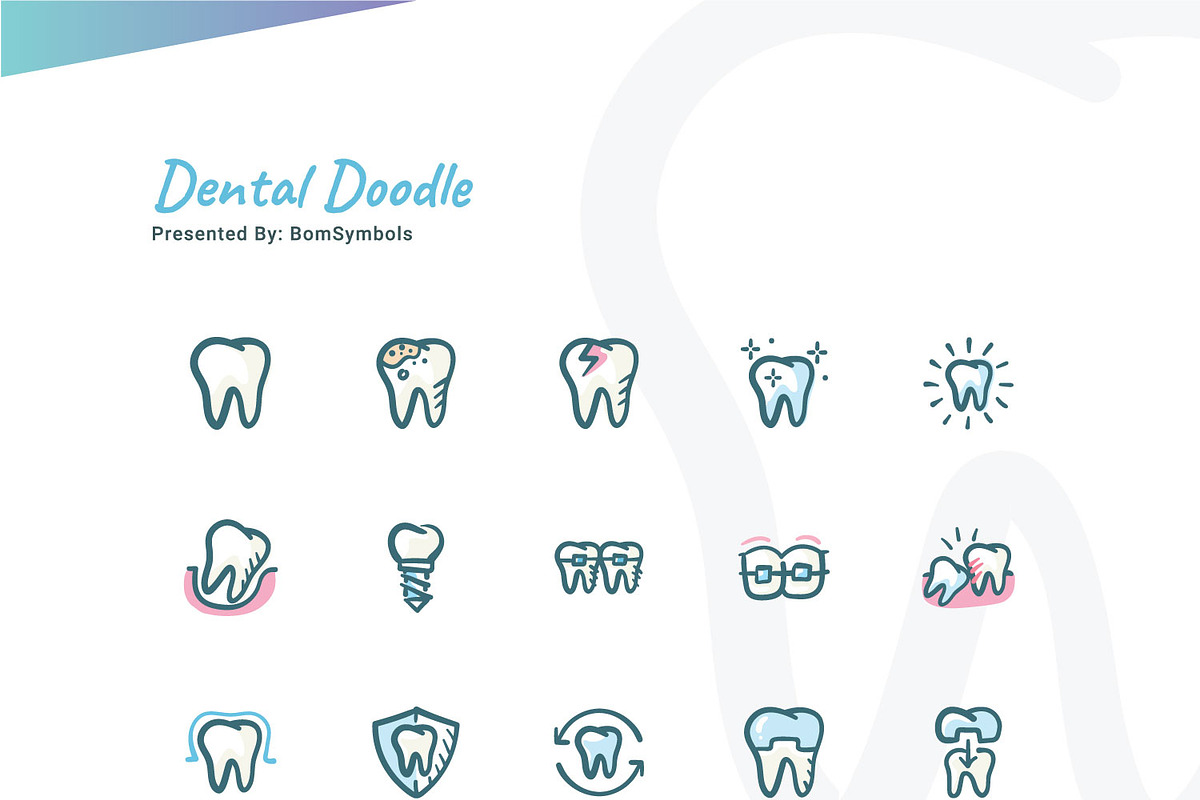 Dental Doodle Colors, an Outline Icon by BomSymbols (Photo 4 of 4)