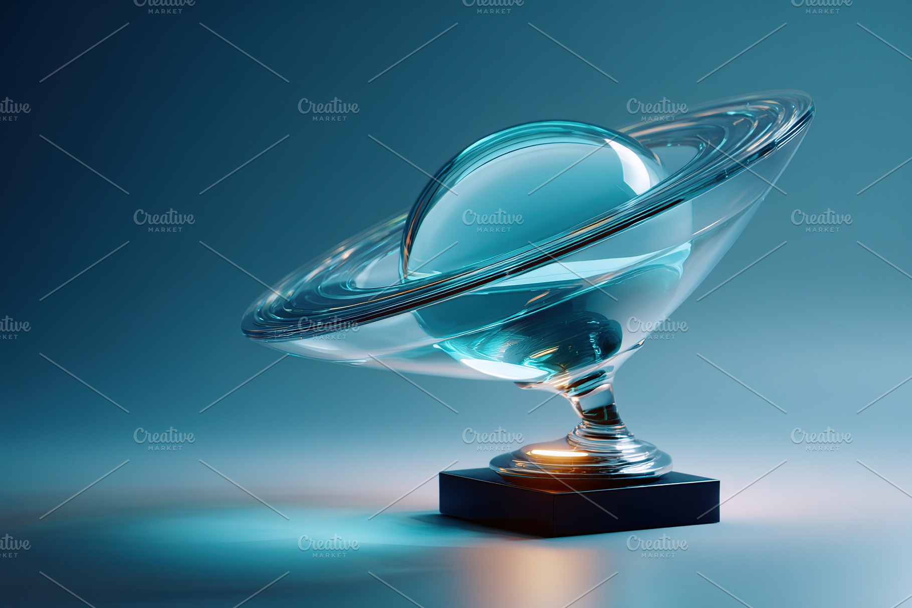 Cocktail glass designed in the shape of a flying saucer featuring a clear orb a, a Photo by AlyaAnd