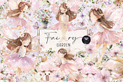 Fairy Garden Watercolor Clipart, an Illustration by BigCakeBee (Thumbnail 1 of 4)