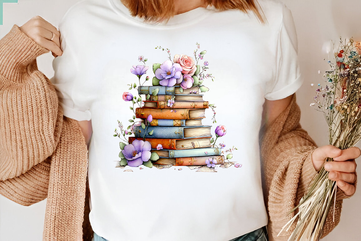 Spring Flower Book Stack Sublimation, an Illustration by CreationArt (Photo 4 of 7)