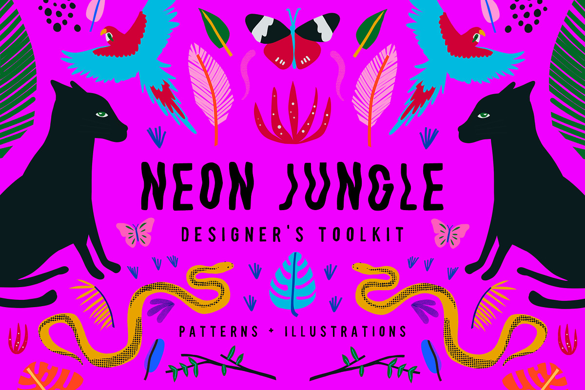 Neon Jungle, a Pattern Graphic by Midnight Grim