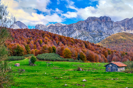 Vegabaño refuge in Picos de Europa, Leon, Spain.