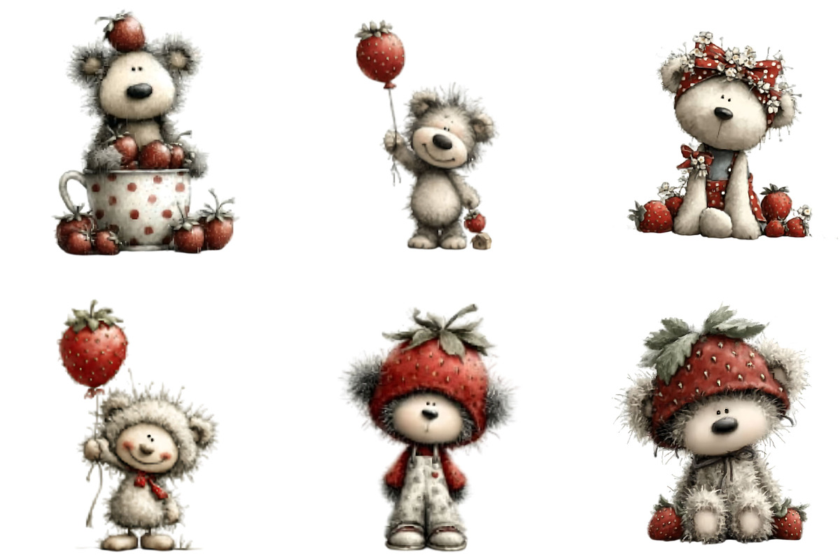Strawberry Bear PNG Clipart, an Animal Illustration by Designking (Photo 2 of 5)
