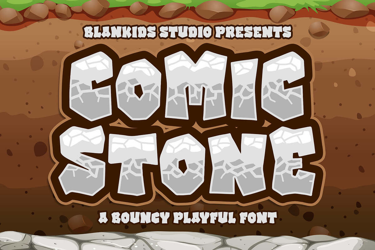 Comic Stone a Bouncy Playful Font, a Font by Blankids Studio (Photo 1 of 7)