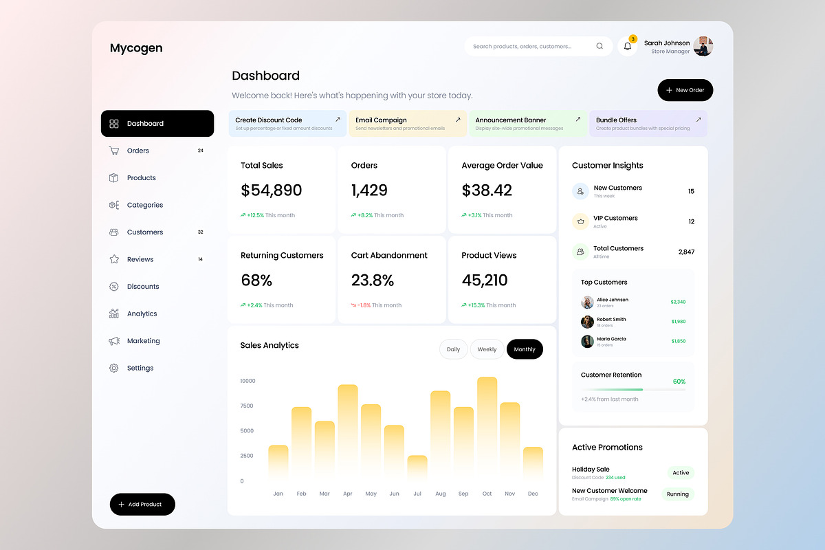E-commerce Admin Panel Dashboard UI