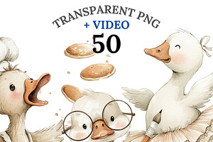 50 Silly Goose Clipart Set, an Animal Illustration by Pati Charm Studio