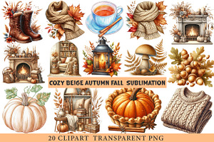 Cozy Beige AutumnFall Clipart, an Illustration by cherrydesign