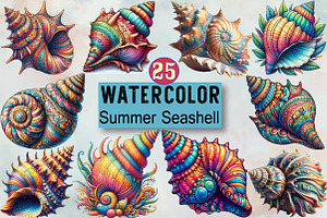 Summer Seashell Clipart Bundle, an Illustration by SVGArt