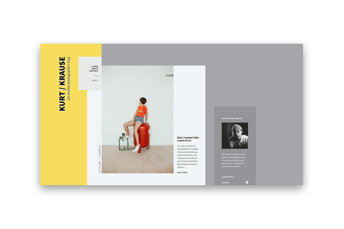Kurt - A Stylish Blog Theme, a WordPress Template by Singularform (Photo 1 of 3)
