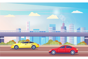 Futuristic Cityscape, Highway With