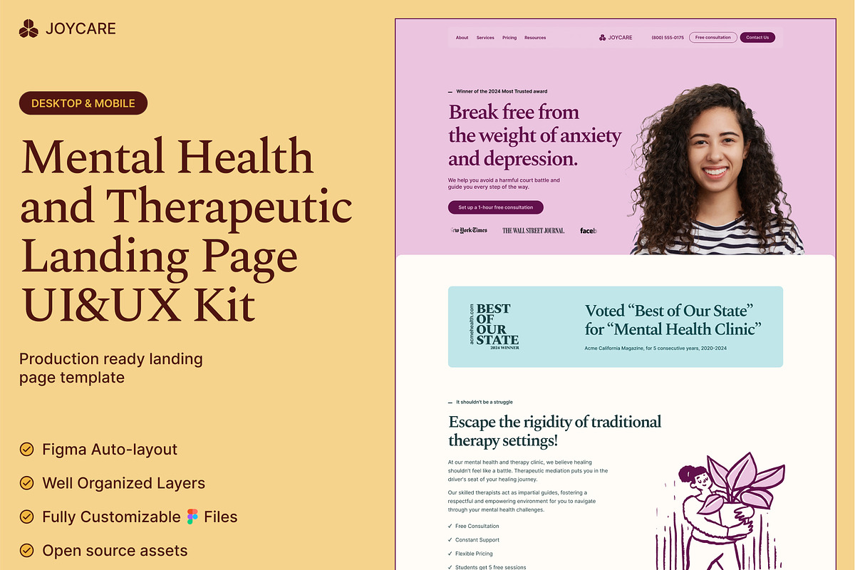 JoyCare -  Landing Page UI&UX Kit, a Landing Page Template by Base Design Studio (Photo 1 of 4)