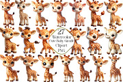 Watercolor Cute Baby Giraffe Clipart, an Illustration by CraftArtStudio (Thumbnail 1 of 5)