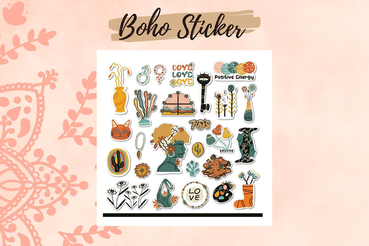 Boho Digital Stickers