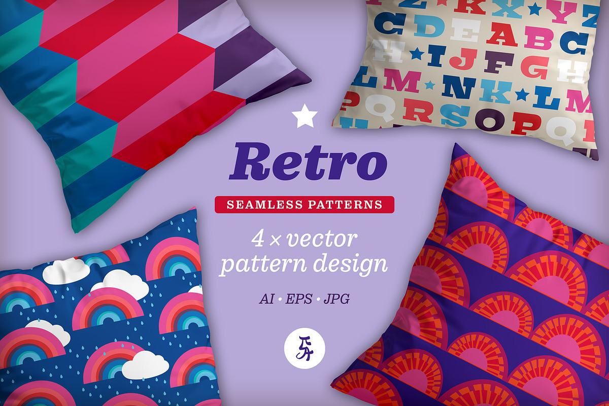 4 Retro Seamless Vector Pattern, a Pattern Graphic by Pia Kolle (Photo 1 of 14)