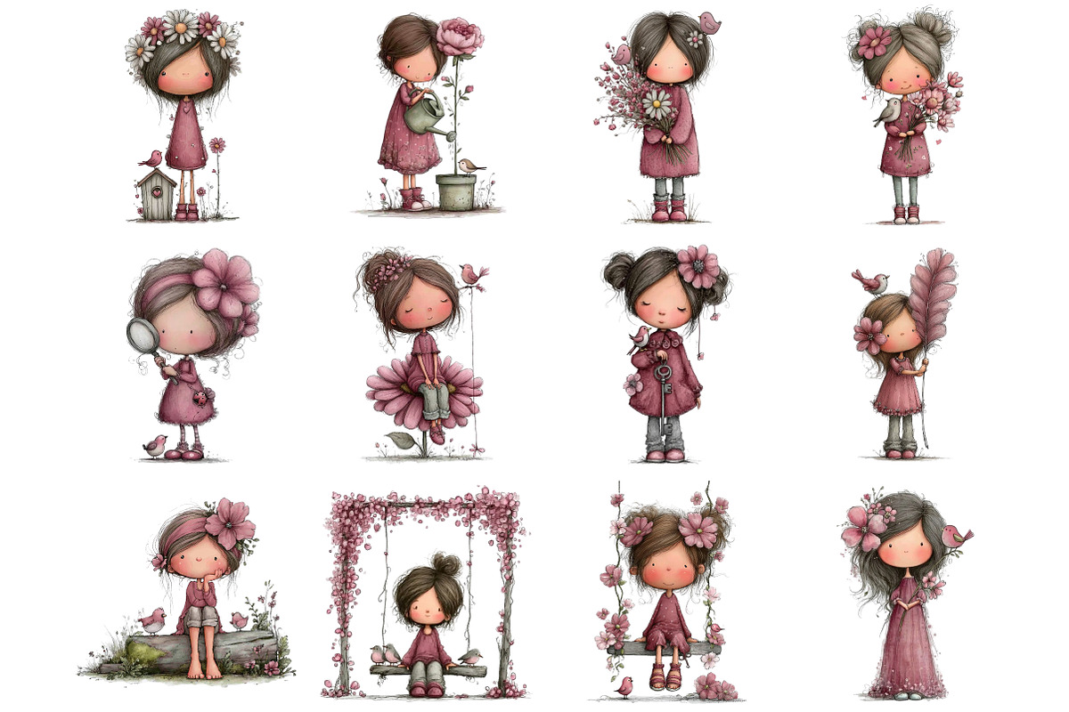 Bird and Flower Girl Sublimation, an Illustration by DreamArtGraphic (Photo 4 of 4)