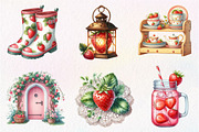 Strawberry Cottage PNG Clipart Bundl, an Illustration by CreationArt (Thumbnail 3 of 5)