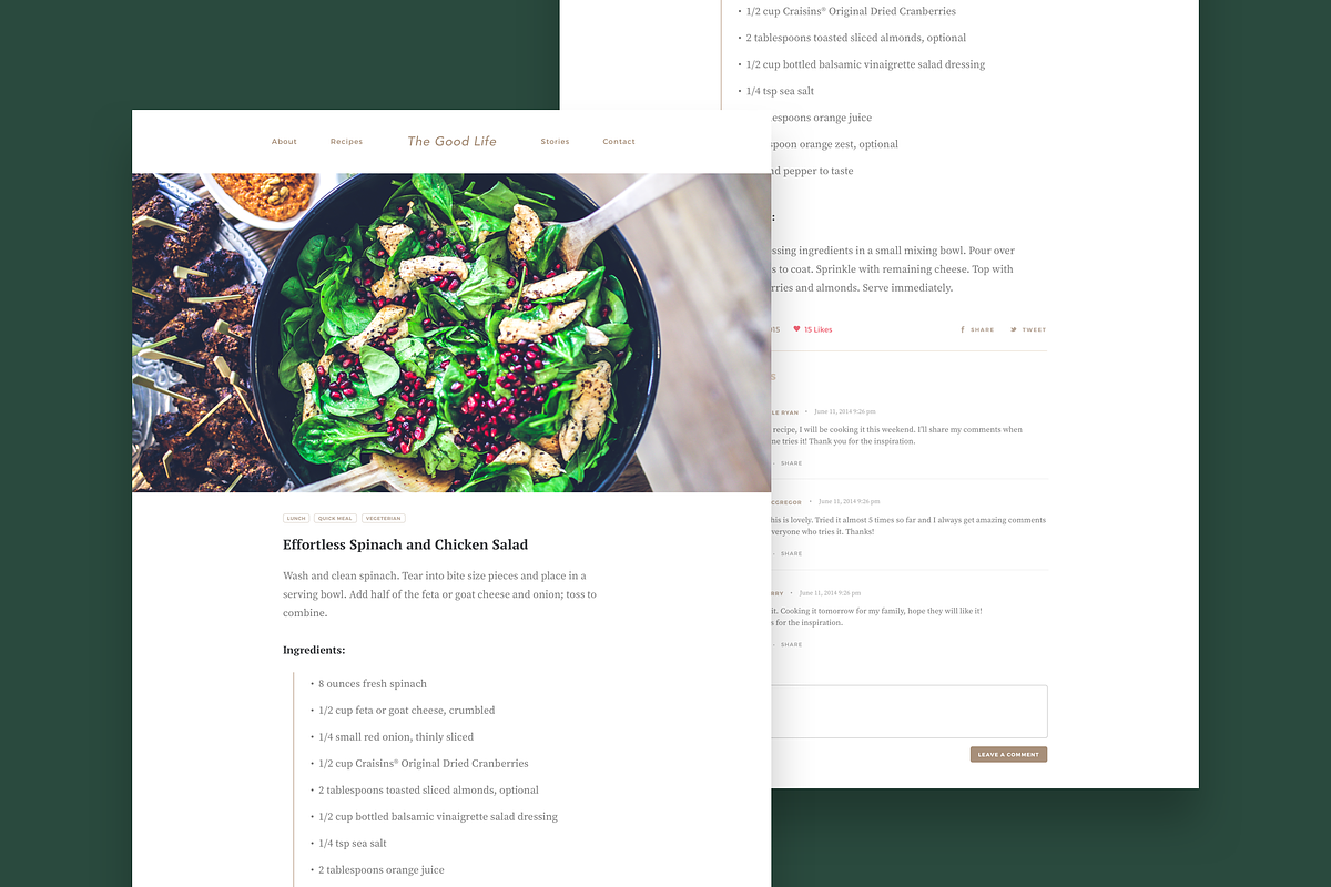 Minimal Food Blog/Web Template, a Websites & App Template by O N N O (Photo 4 of 7)