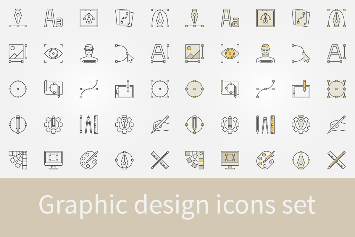 Graphic design icons set, an Outline Icon by Venomous Vector