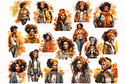 Watercolor Autumn Black Girl Clipart, a Person Illustration by GlamArtZhanna (Thumbnail 3 of 5)