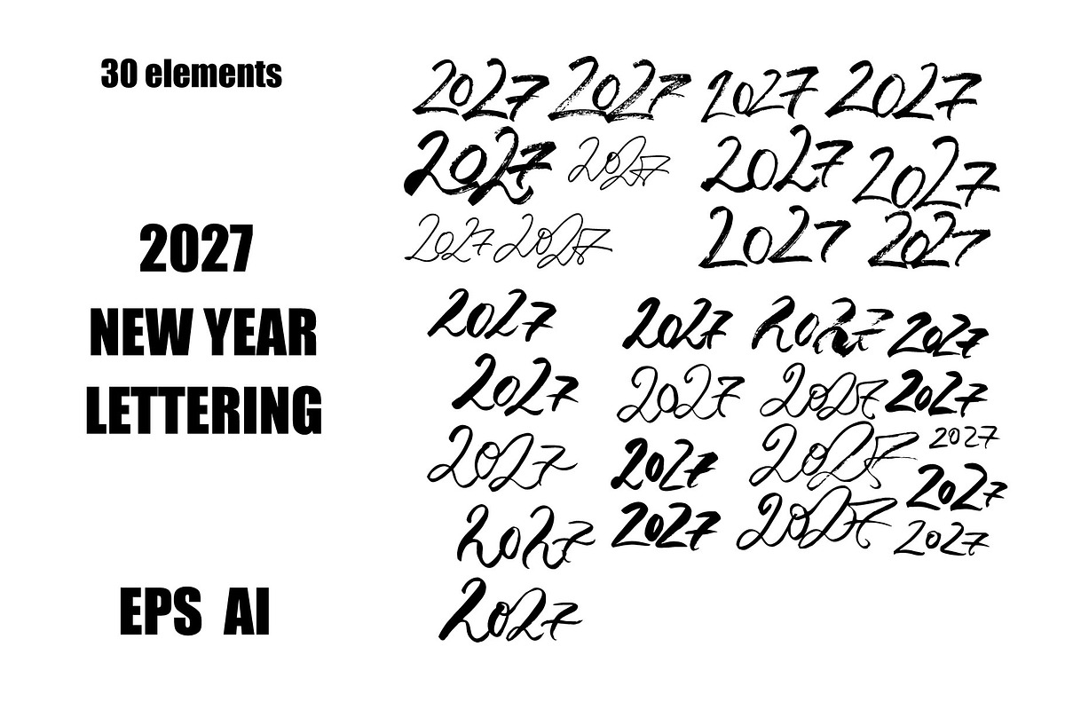 30 handwritten 2027 lettering design, an Object Illustration by Pollyksena (Photo 1 of 3)